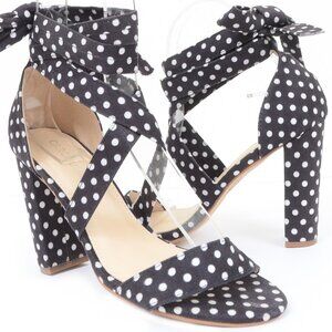 Carcuume Women's 8 Polka Dot Black White Anklet Strappy High Heel Sandals